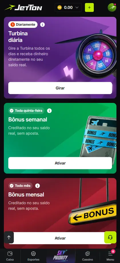 Área de bônus e Sky Priority mostrada nas capturas fornecidas.